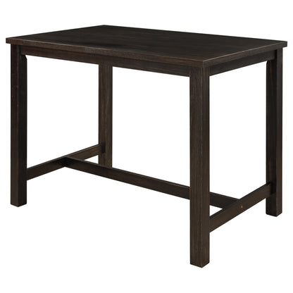 5 Piece Rustic Wooden Counter Height Dining Table Set, Espresso+ Beige