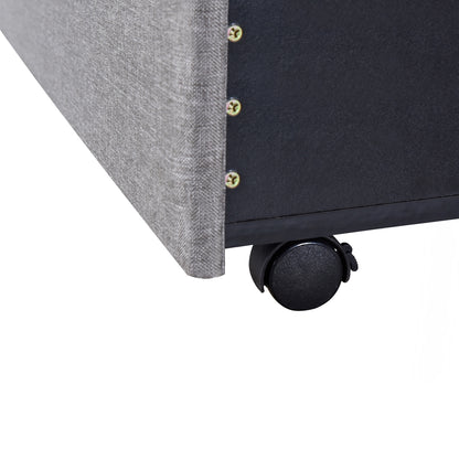 Amber Storage Bed Linen Upholstered Platform Bed with 3 Drawers (Gray)