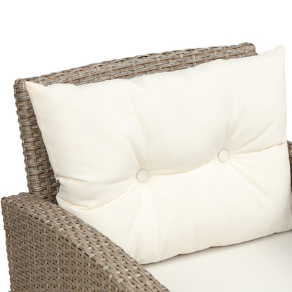 4 Piece Wicker Ratten Sectional Sofa Set with Seat Cushions, Beige Brown