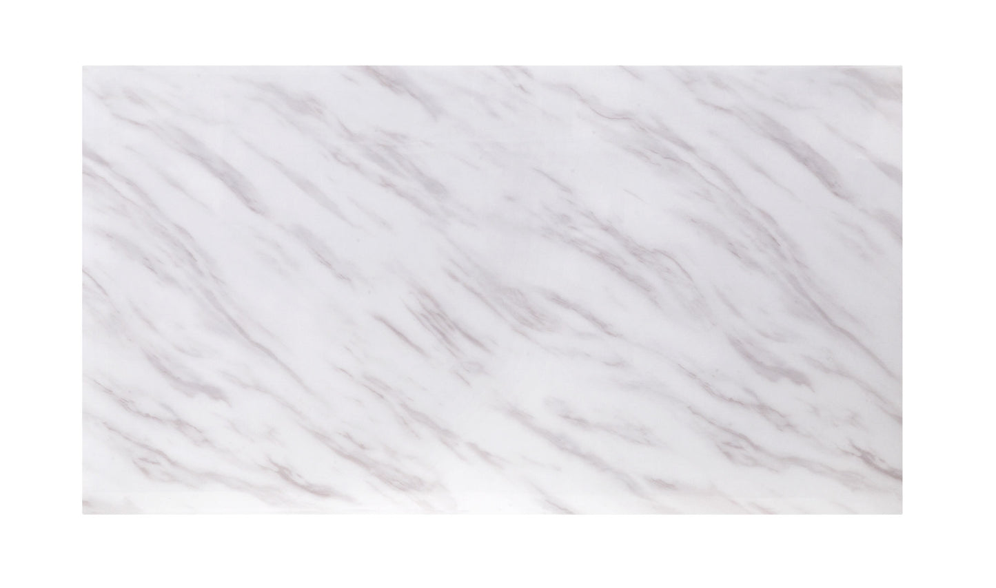 acme zander coffee table, white printed faux marble & mirrored silver finish