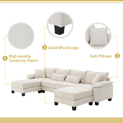 Emily U Shaped Couch with Armrest Bags
