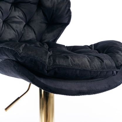 Swivel Bar Stools Set of 2, Velvet Black
