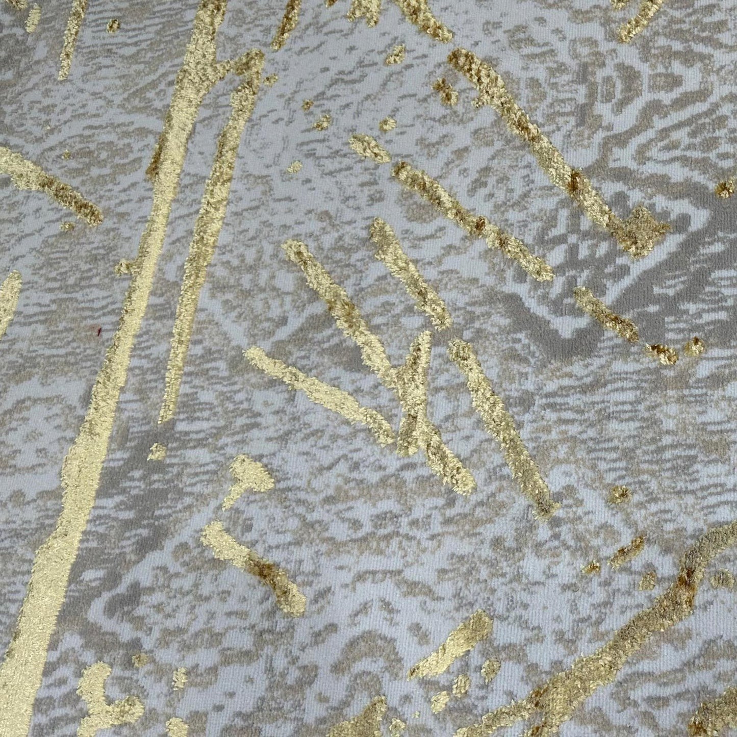 shifra luxury area rug in beige and gray with gold abstract design