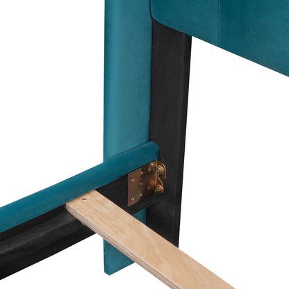 Velvet Upholstered Platform Bed with a Big Drawer
