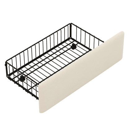 Queen Size Bed Frame with Storage Headboard and Charging Station, Beige