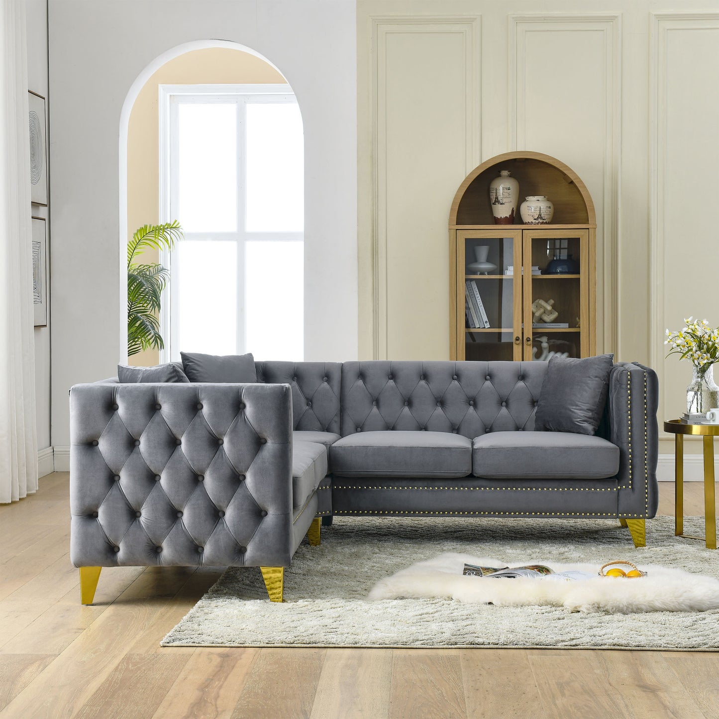zara velvet 5-seater corner sofas