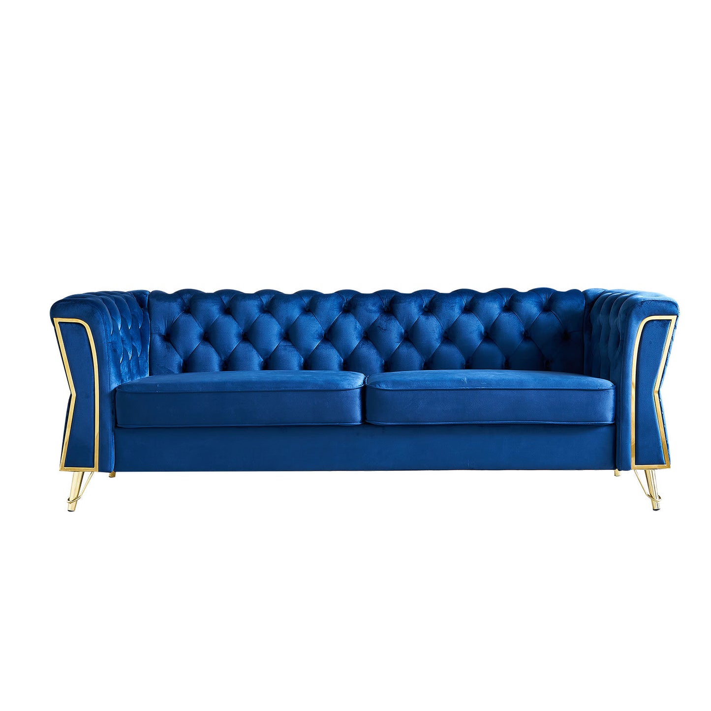modern tufted velvet sofa ,blue