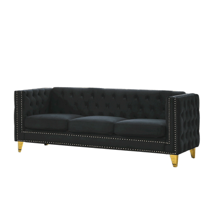 3-seater + 2-seater Combination Sofa, Black Velvet