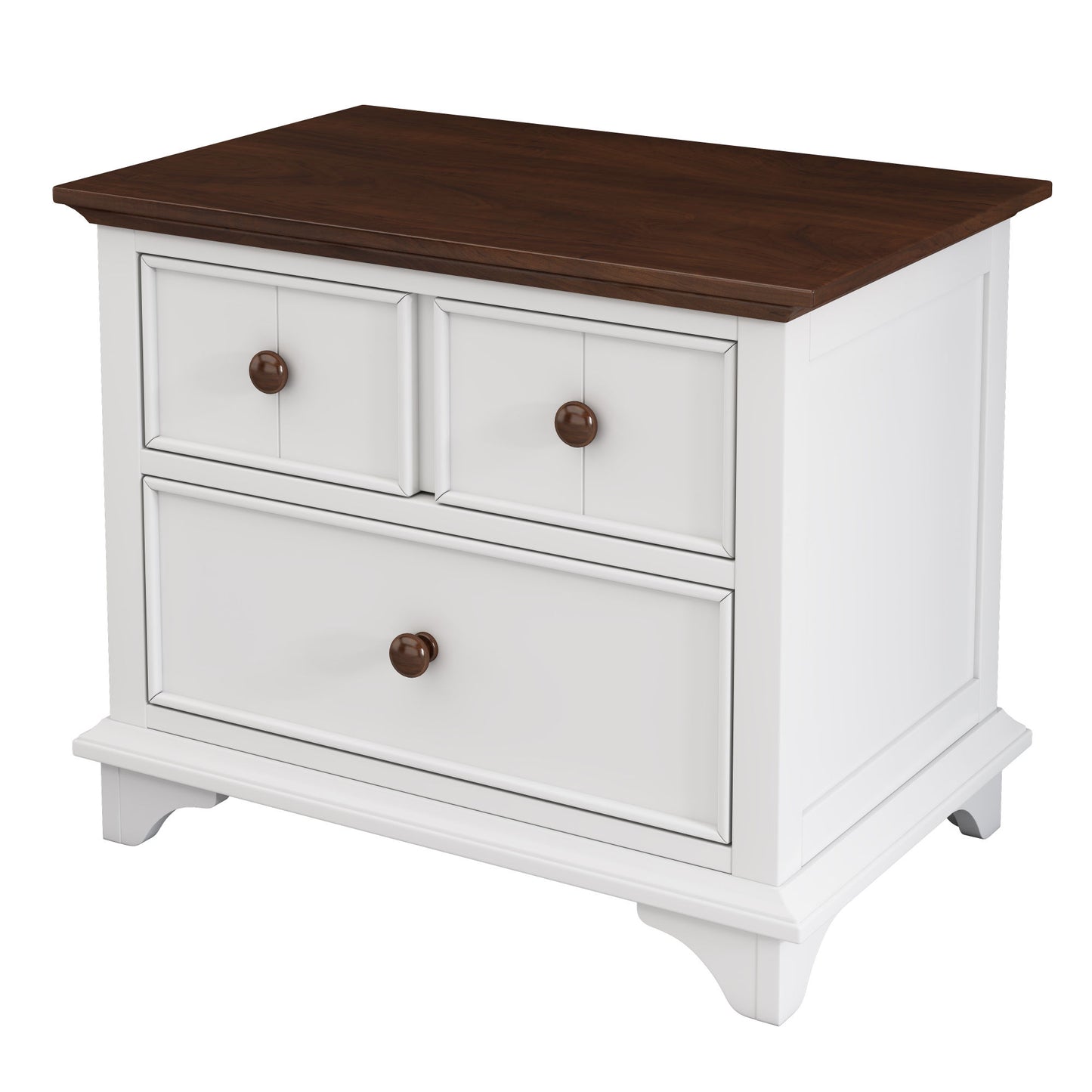 wooden captain bed with trundle and nightstand, white+walnut