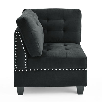 Rene U shape Modular Sectional Sofa, Black Velvet