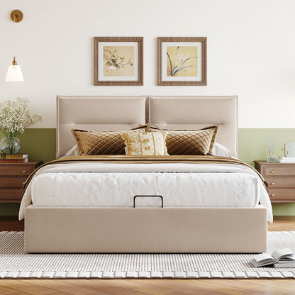 Upholstered Platform bed with a Hydraulic Storage System