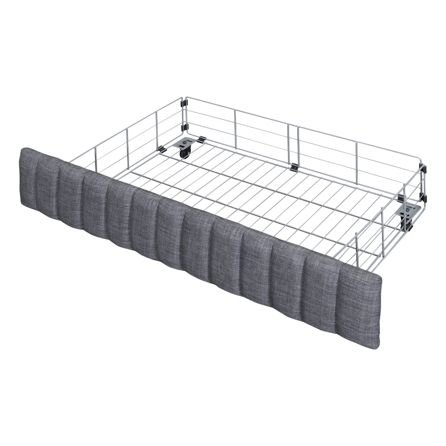 queen size metal frame upholstered bed with 4 drawers, linen fabric, gray