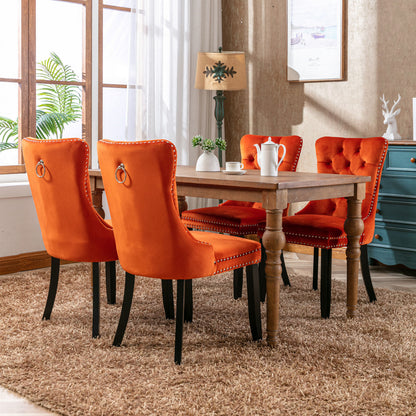 High-end Tufted Upholstered Dining Chairs, 2-Pcs Set Orange