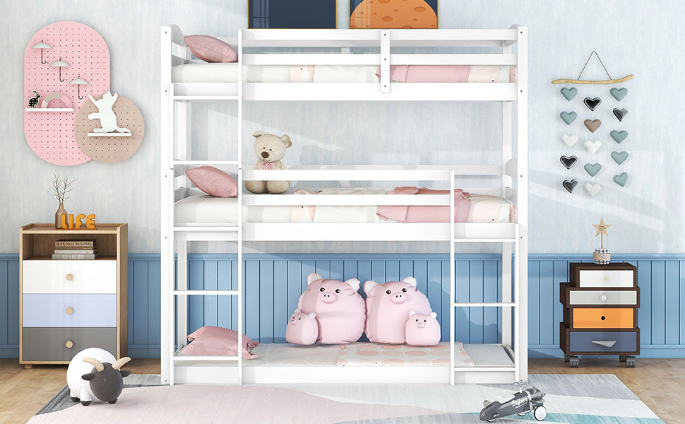 twin over twin over twin triple bunk bed,white