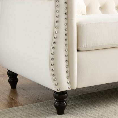 3-seater + 3-seater Combination Sofa, Beige Velvet