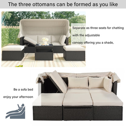 Betty Rectangle Daybed with Retractable Canopy