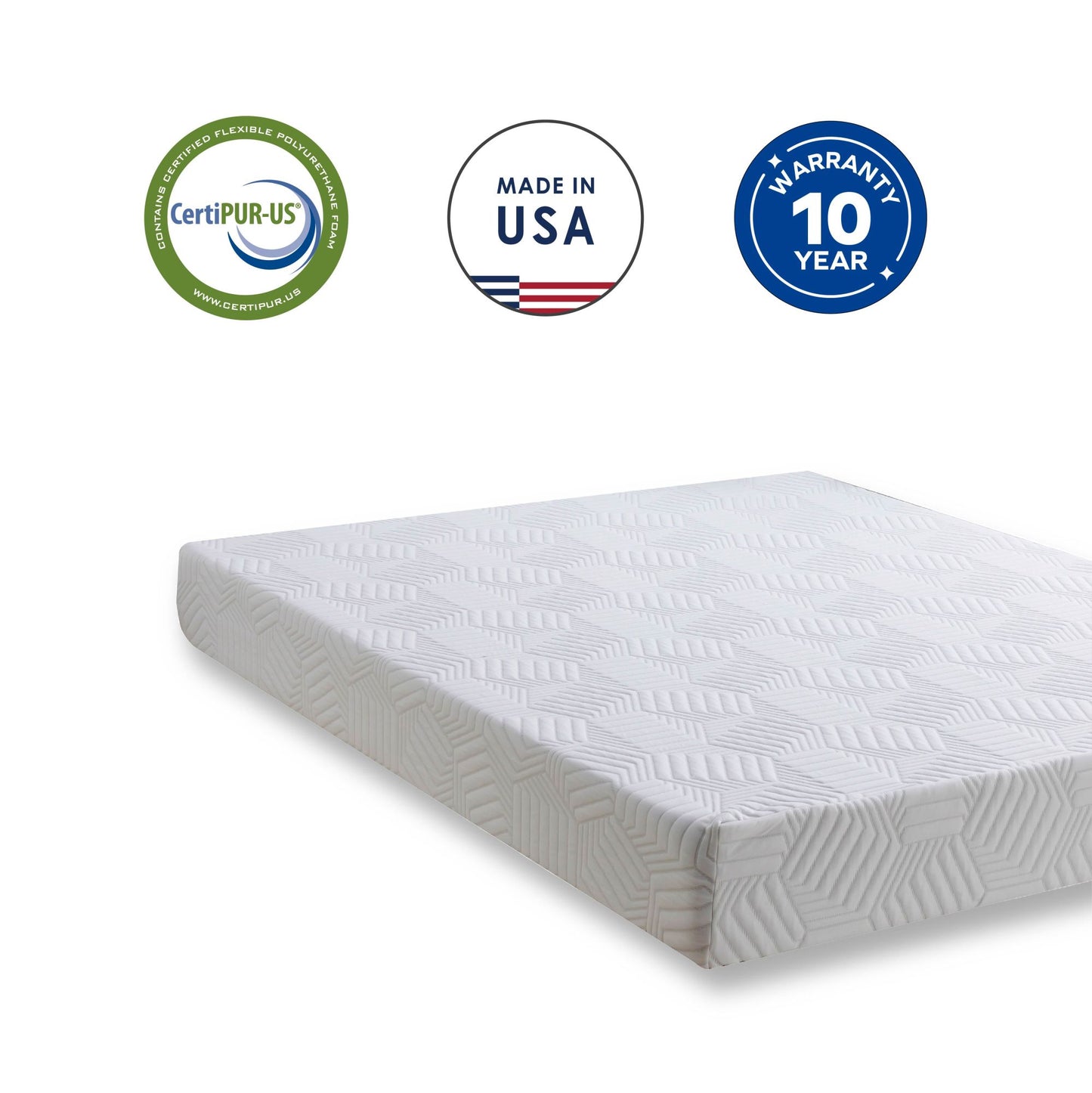twin 12 inch gel memory foam mattress, white, bed in a box, green tea and cooling gel infused, certipur-us certified