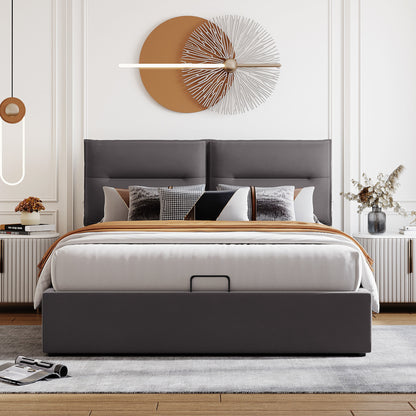 Upholstered Platform bed with a Hydraulic Storage System
