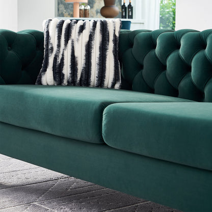 Chesterfield Modern Tufted Velvet Sofa, Green