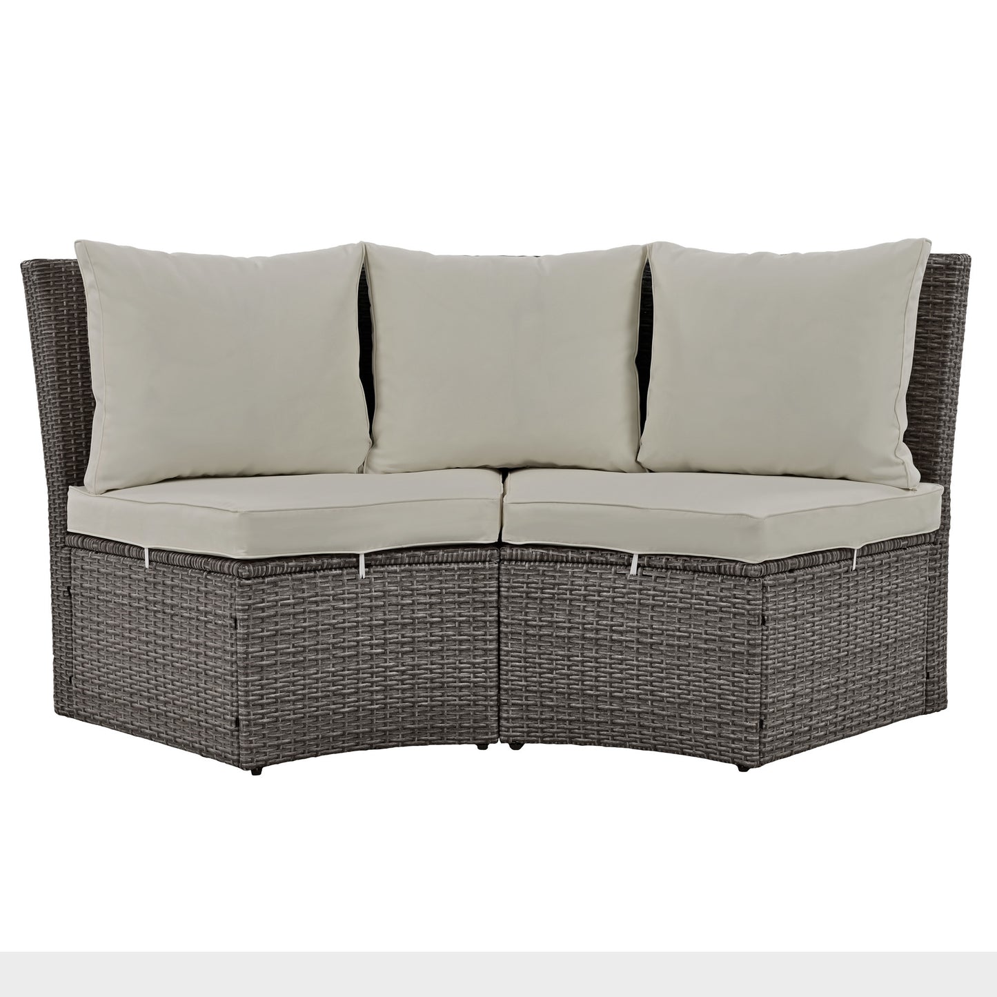 topmax patio 5-piece round rattan sectional sofa set, gray