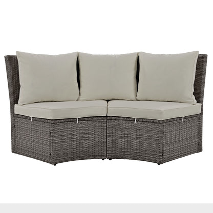 TOPMAX Patio 5-Piece Round Rattan Sectional Sofa Set, Gray