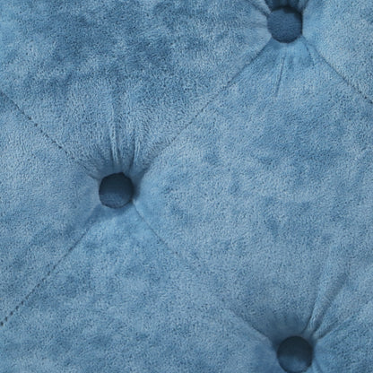 Blue Modern Velvet Upholstered Ottoman