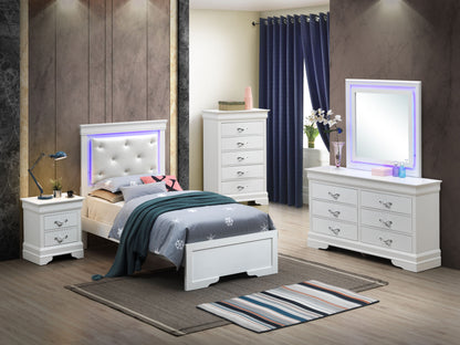 Lorana Twin Bed , Silver Champagne