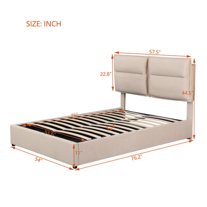 Upholstered Platform bed with a Hydraulic Storage System