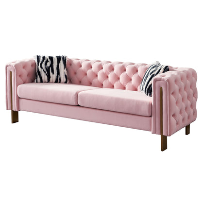 Chesterfield Modern Tufted Velvet Sofa, Pink