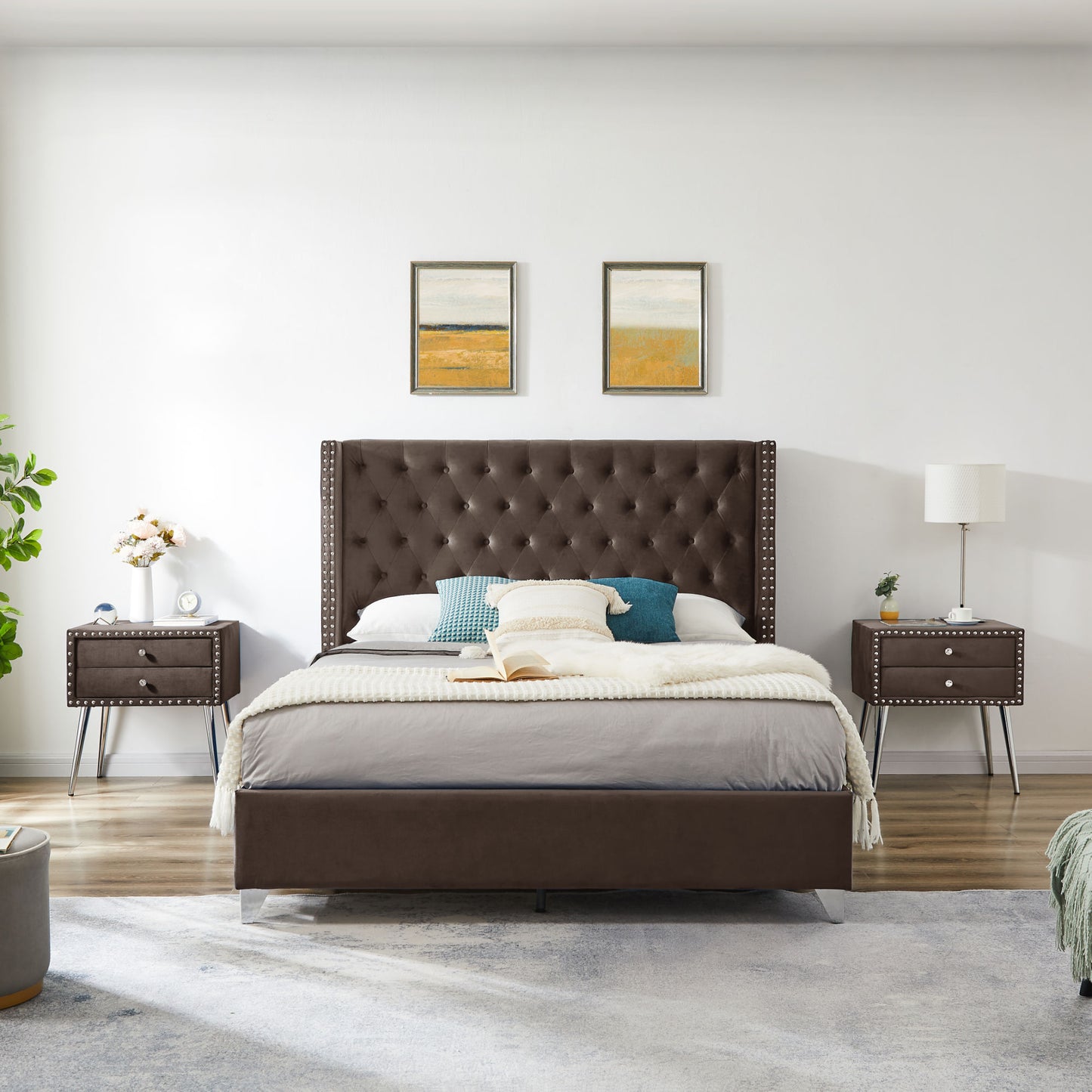 jamie queen bed with one nightstand