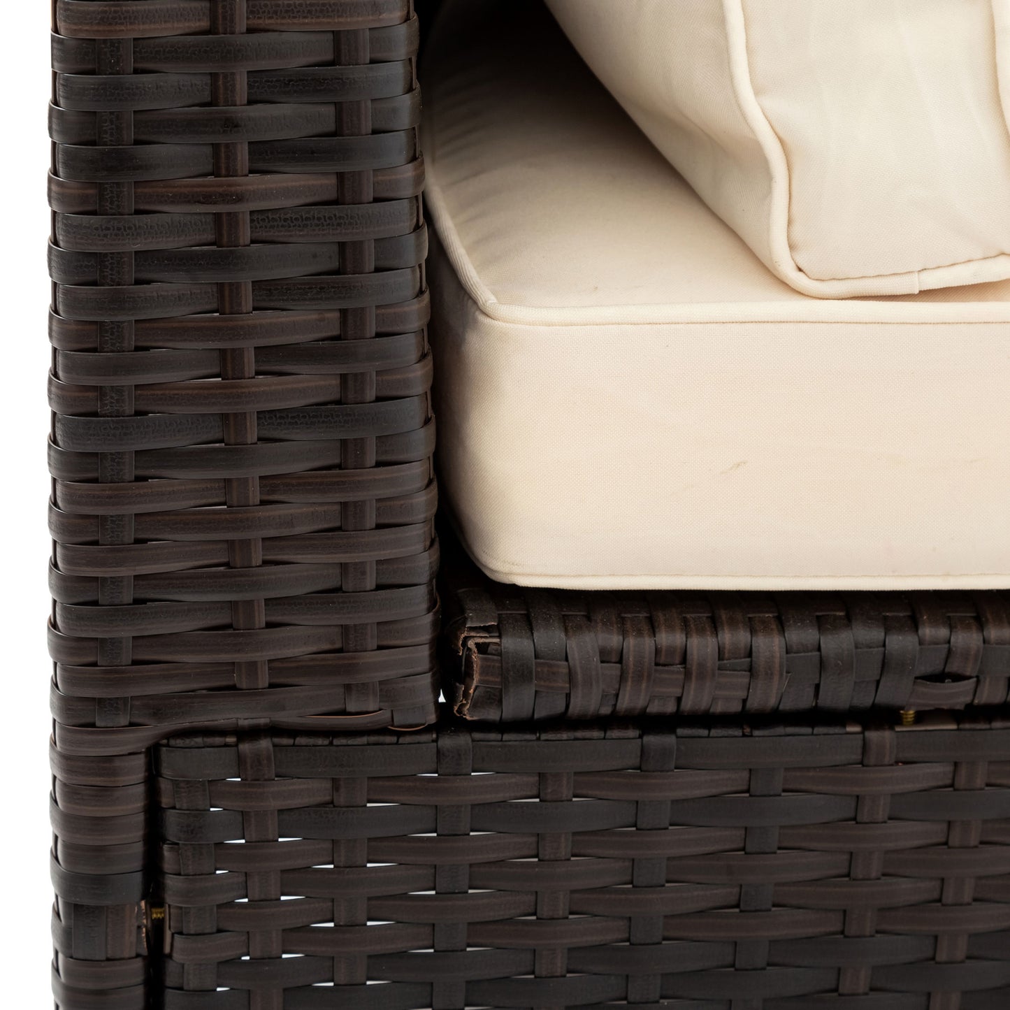 5 pieces all-weather brown pe rattan wicker sofa set