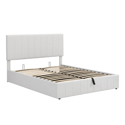 Queen size Upholstered Platform bed with a Hydraulic Storage System - Gray Queen size Upholstered Platform bed with a Hydraulic Storage System - Gray Queen size Upholstered Platform bed with a Hydrau