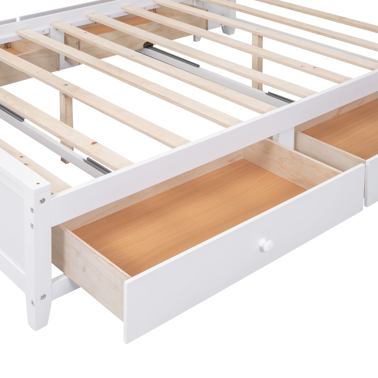 wooden bed with all-in-one cabinet and shelf