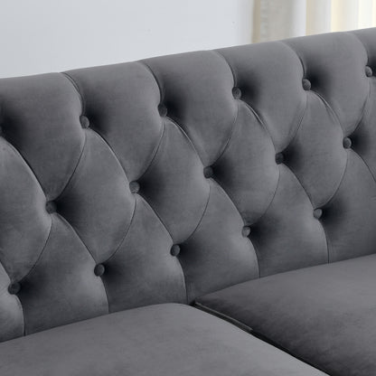 3-seater + 3-seater Combination Sofa, Velvet Grey