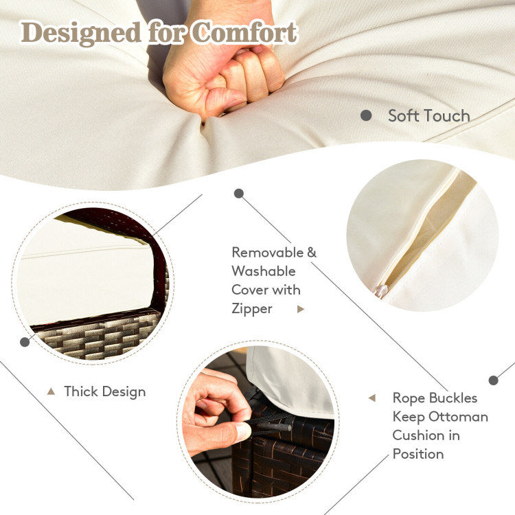 8 pieces patio space-saving rattan furniture set with storage box and waterproof cover