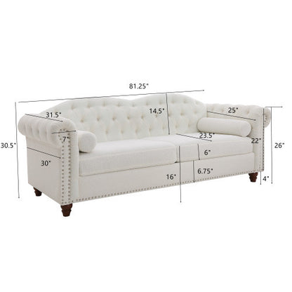 Classic Traditional Upholstered Sofa Set, White
