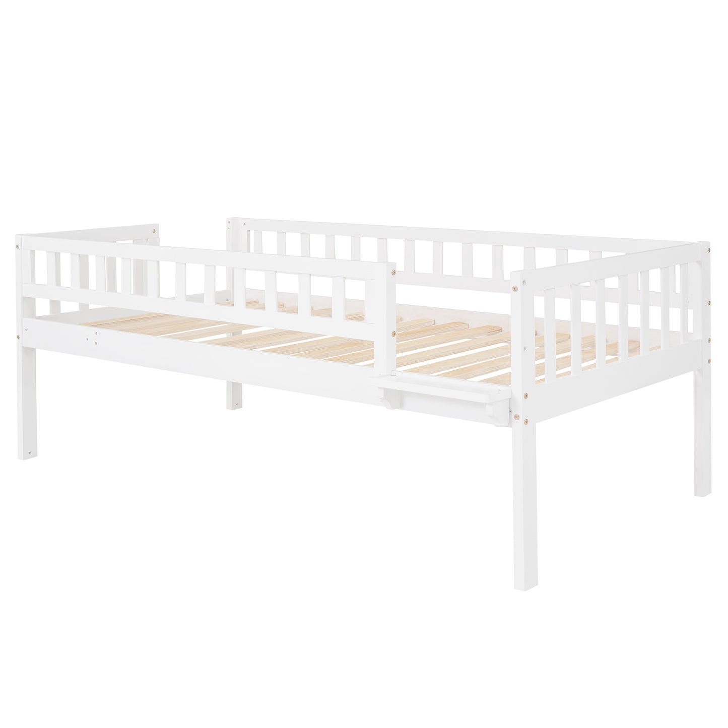 twin-over-twin-over-twin triple bed with built-in ladder and slide