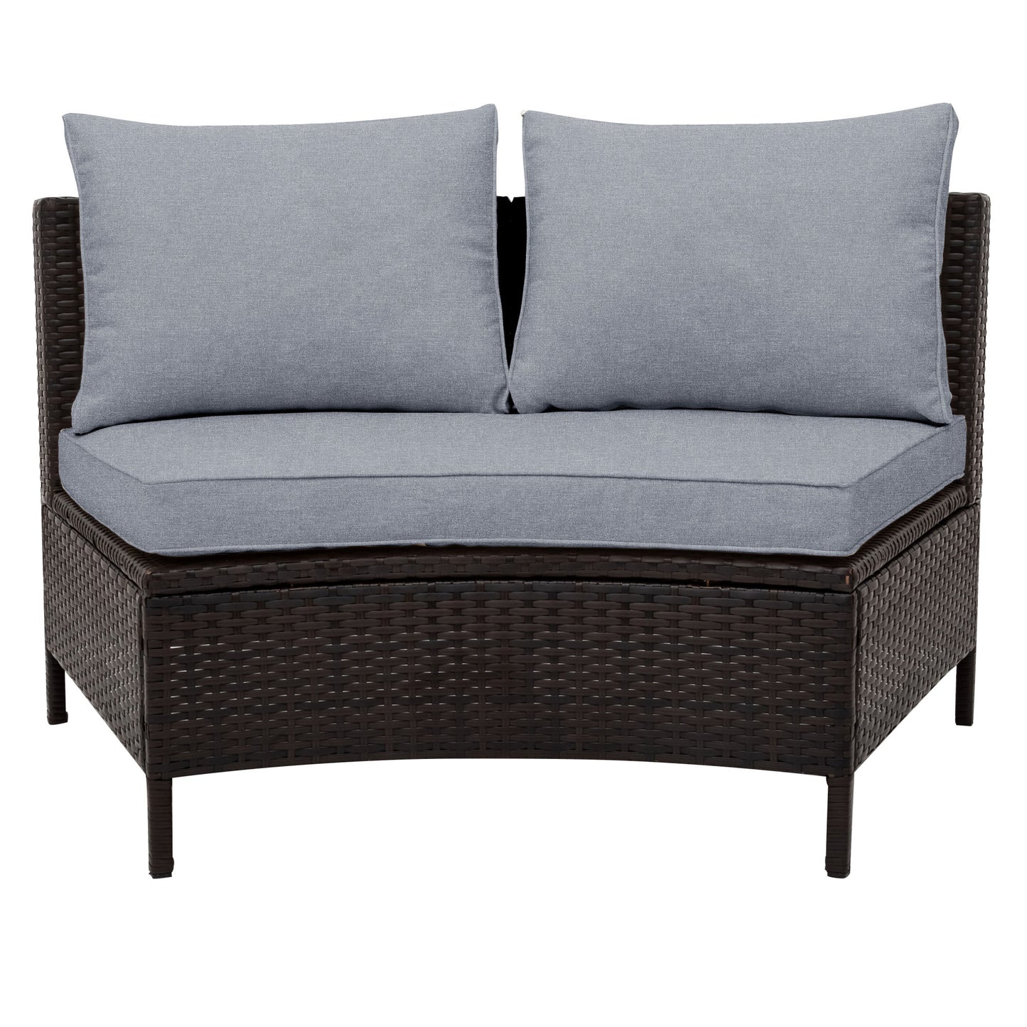 5 pieces all-weather brown pe rattan wicker sofa set