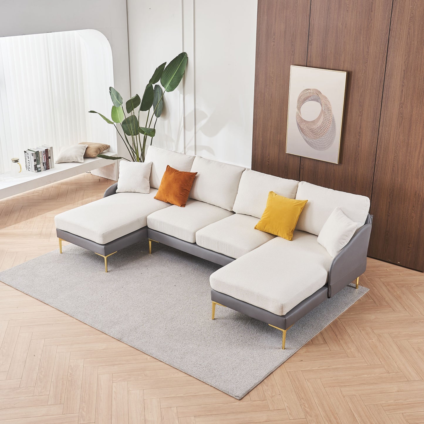 holly comfy sectional, gray+white