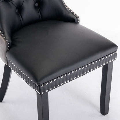 Nikki Collection Modern High-end Tufted Dining Chairs 2-Pcs Set, Black+Gray