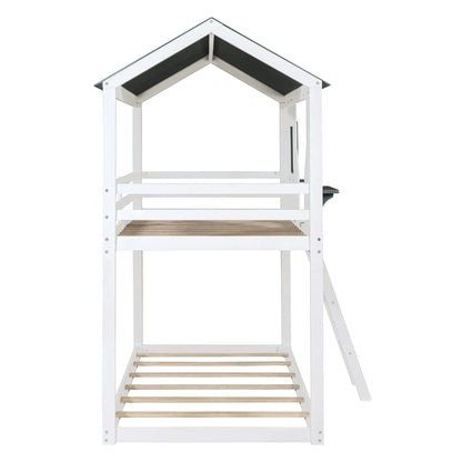 Twin Over Twin Bunk Bed with Roof