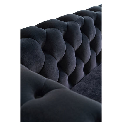 Modern Tufted Velvet Sofa, Black