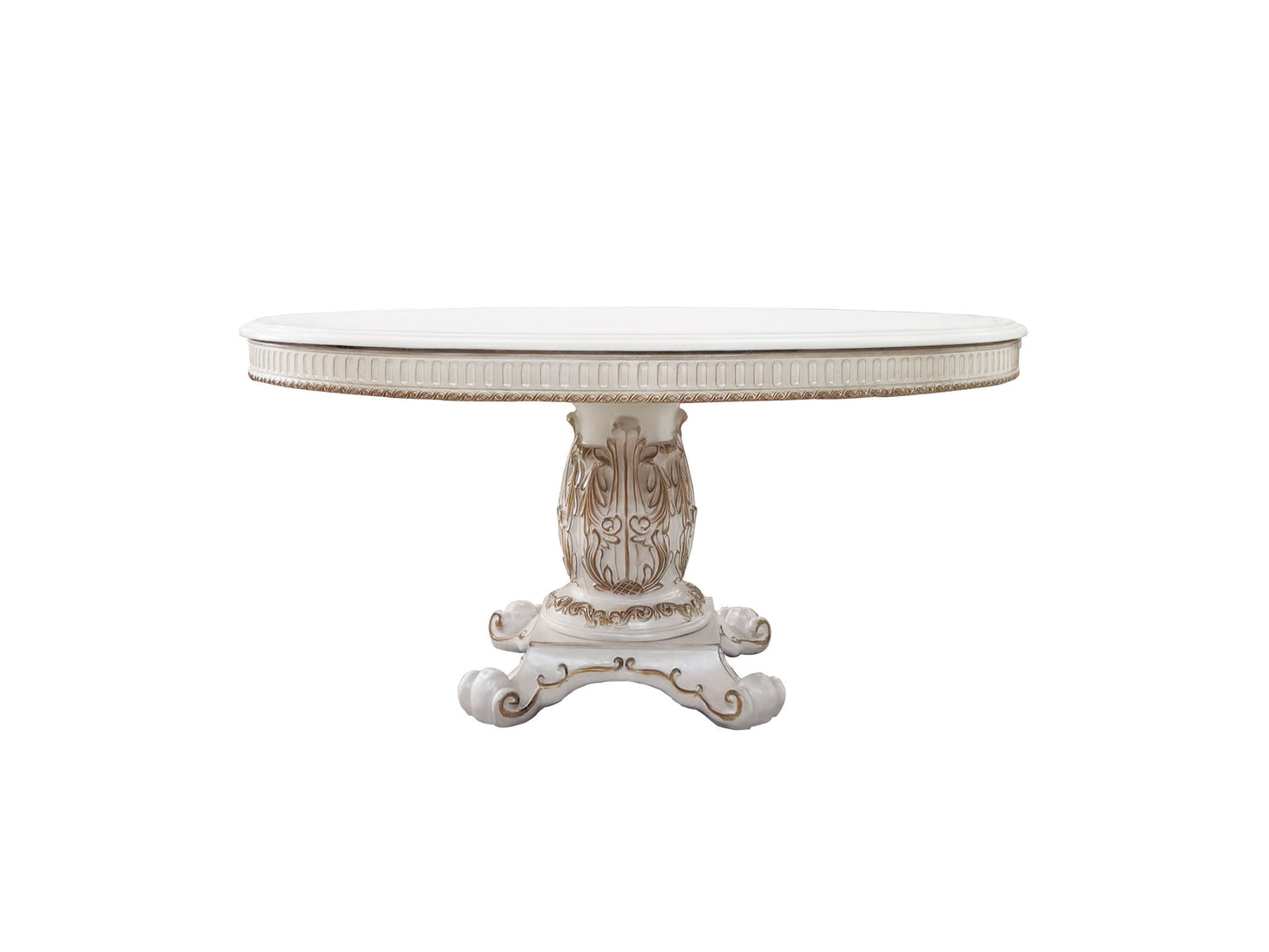acme vendome dining table antique pearl finish
