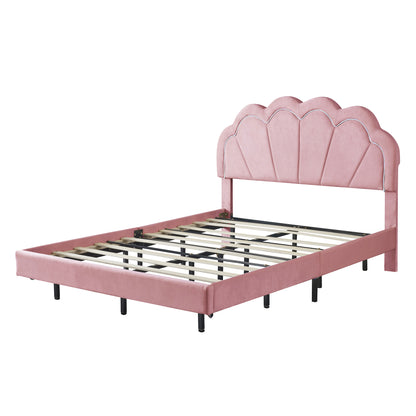 Smart LED Bed Frame with Elegant Flowers Headboard