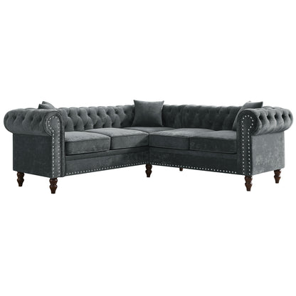 Moe Upholstered Sectional, Grey Velvet