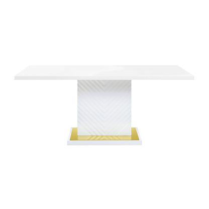 ACME Gaines Dining Table, White High Gloss Finish