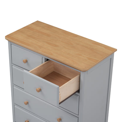 3-Pieces Bedroom Sets with Nightstand(USB Charging Ports) and Storage Chest,Gray+Natrual