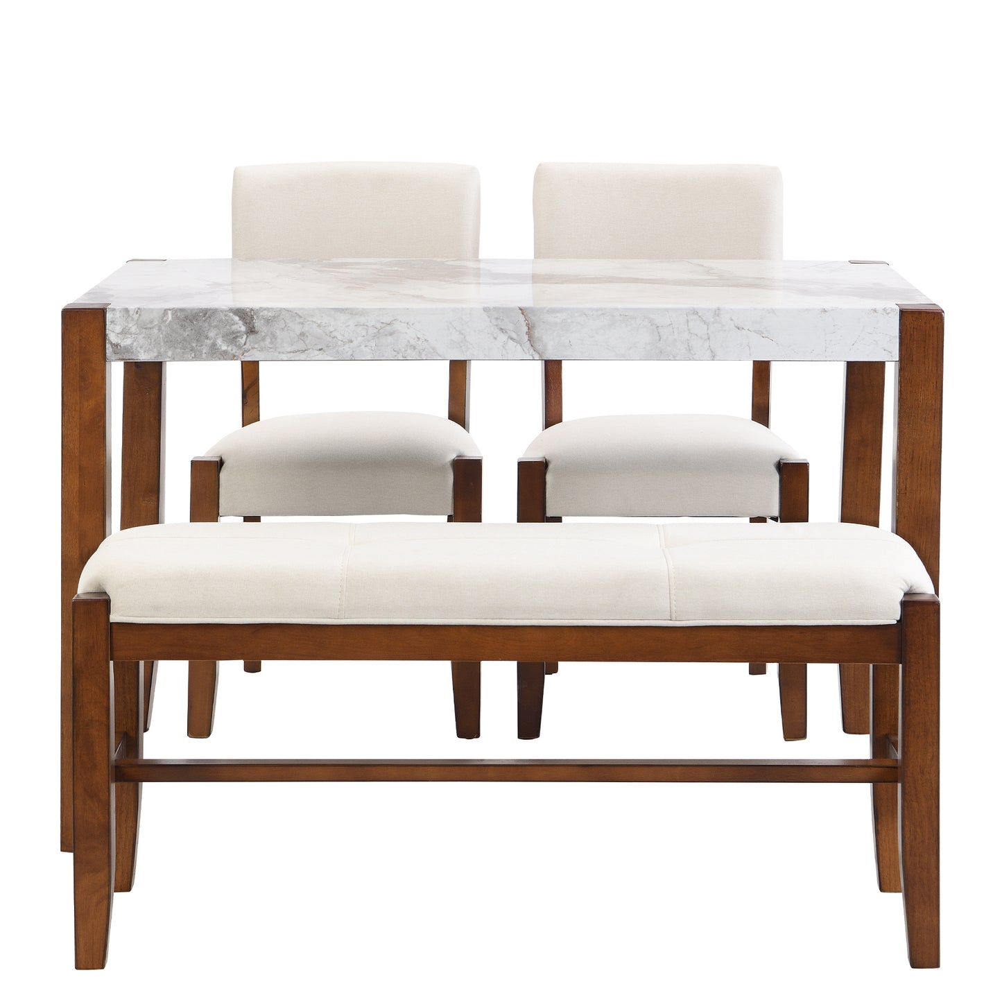 4-piece modern dining furniture set  46" faux marble style