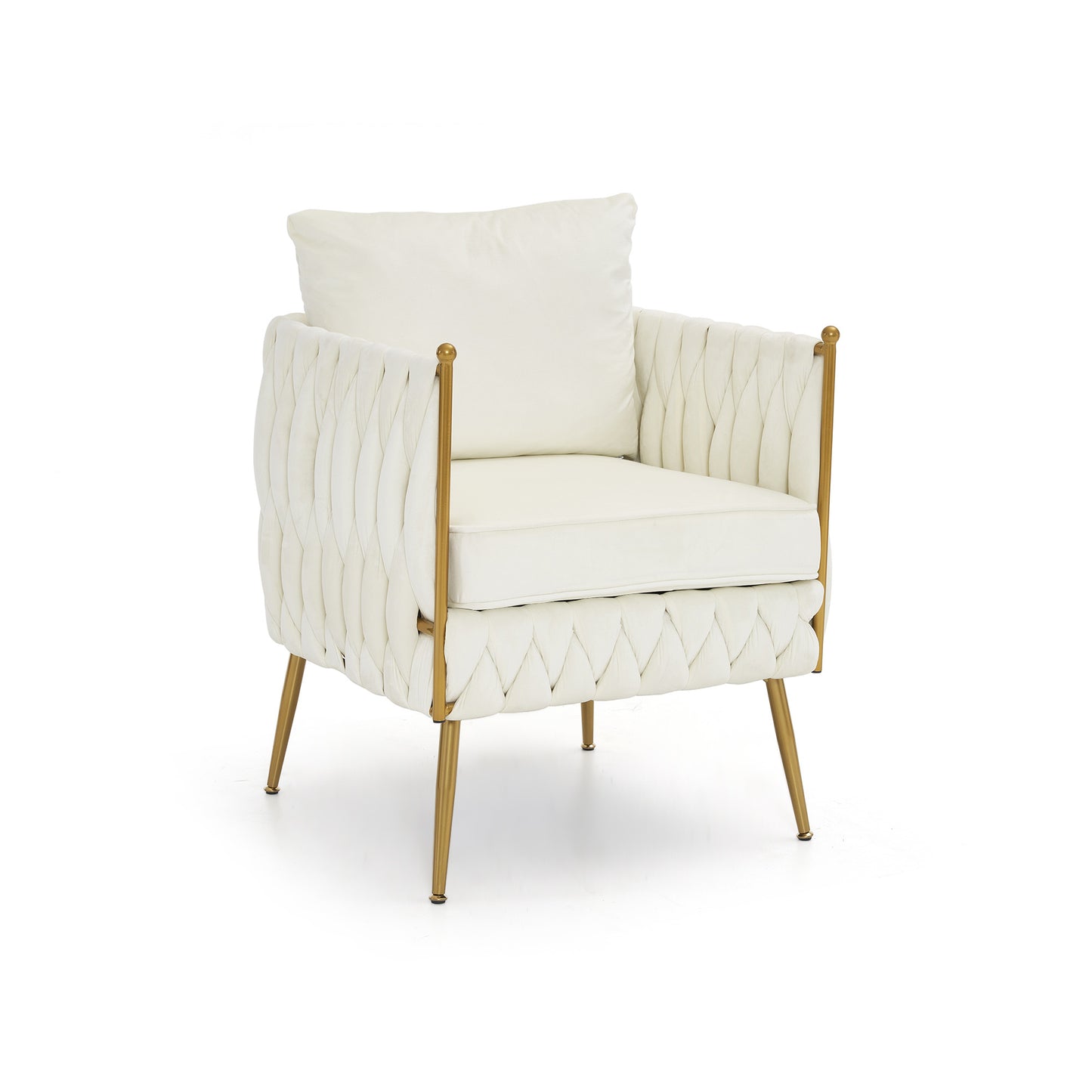 2 pieces modern upholstered couch set, cream white velvet
