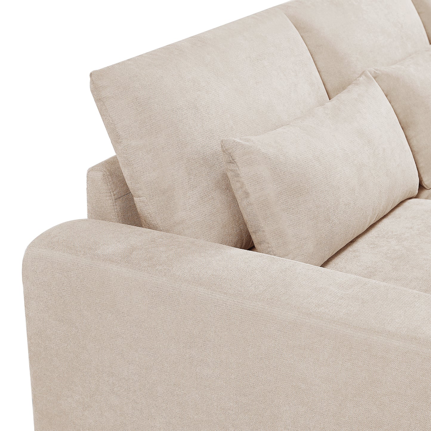 ustyle modern large l-shape feather filled sectional set, cream